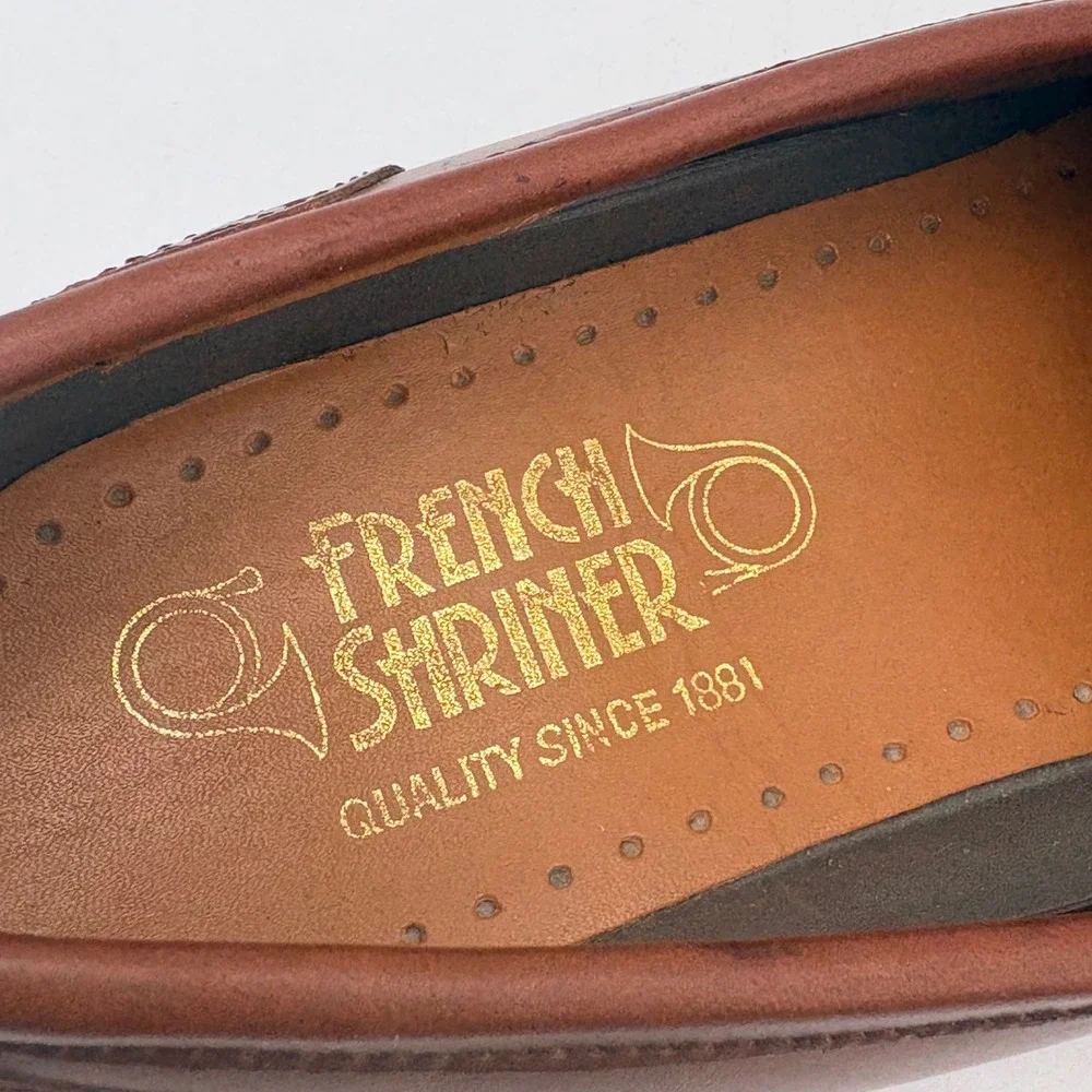 French Shriner Milton Mens‎ Brown Leather Kiltie Tassel Wingtip Loafers 9.5 M